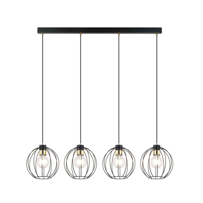 Lampa wisząca Emibig Gino czarno-złota wym: 120 x 115 x 24 cm 4xE27 x 15W 1 szt.
