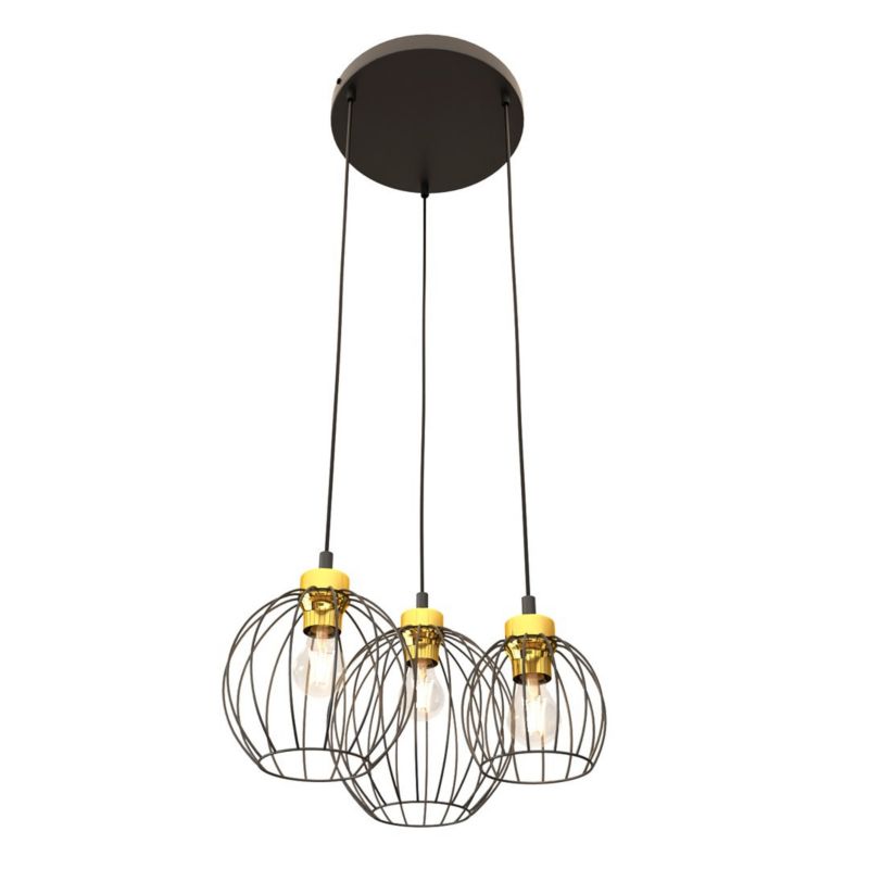 Lampa wisząca Emibig Nando czarno-złota wym: 140 x 30 x 30 cm 3xE27 x 15W 1 szt.