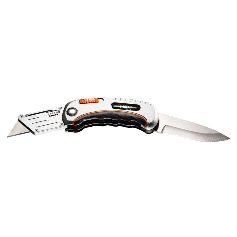 Nóż z ostrzem trapezowym NEO TOOLS nylonowe etui + 5 ostrzy Neo 1 kpl