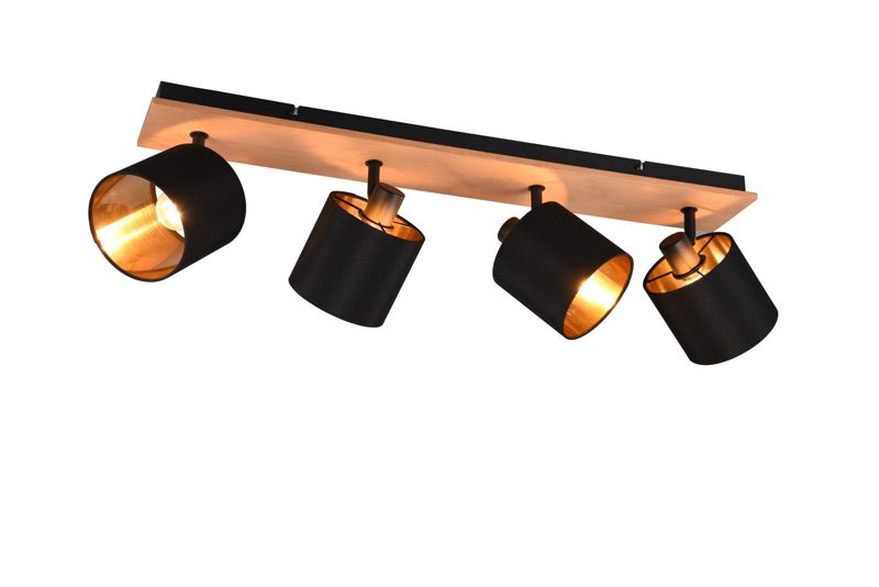 Lampa sufitowa wisząca RL Tommy czarno-złota-jasne drewno wym: 19,5 x 72 x 12 cm 4xE14 x 1 szt.