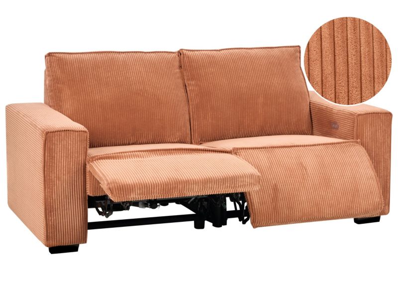 Sofa z elektryczną funkcją relaksu sztruksowa pomarańczowa Nukari 1 szt.
