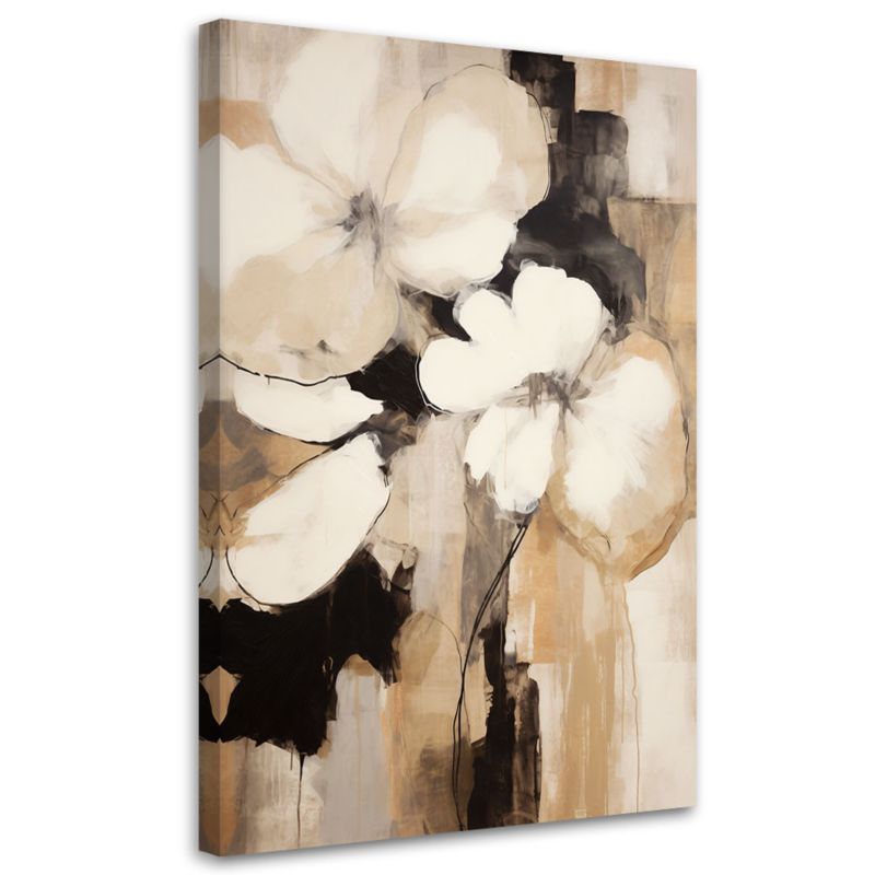 Obraz do salonu sypialni Feeby Kwiaty Boho Beżowy Abstrakcja 80x120cm 1szt