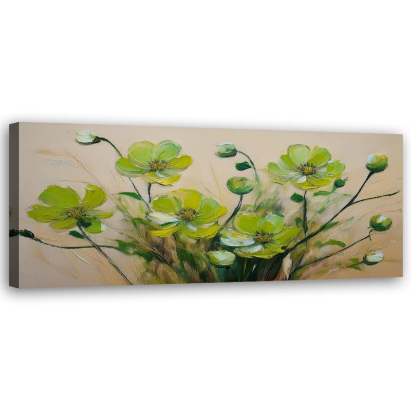 Obraz do salonu sypialni Feeby Zielone Kwiaty rośliny Kompozycja 90x30 cm 1 szt