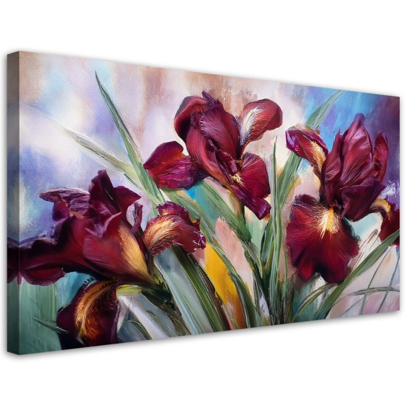 Obraz na płótnie Feeby Kwiaty Irysy Czerwone Malowane 100x50cm 1szt