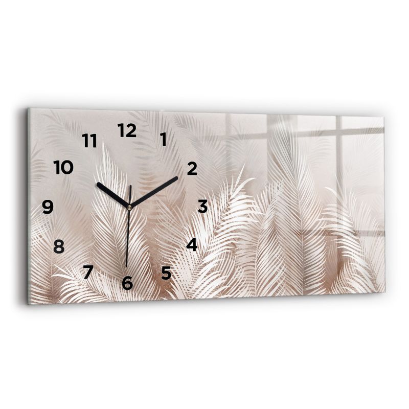 Zegar z czarnymi wskazówkami Wallfluent 60x30 cm Tropikalne liście 1 szt.