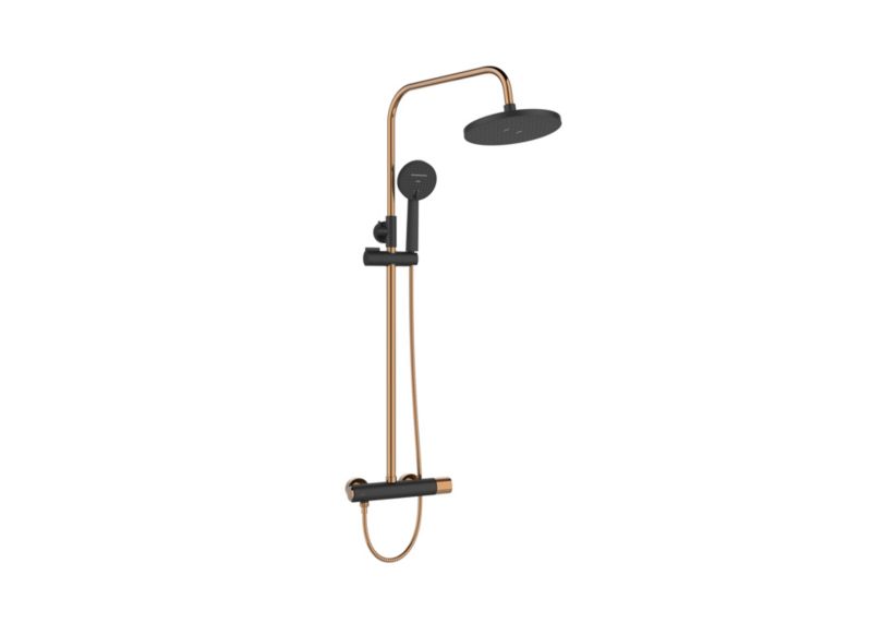 Zestaw prysznicowy z baterią InvenaStarlight czarna/rose gold 1 szt.
