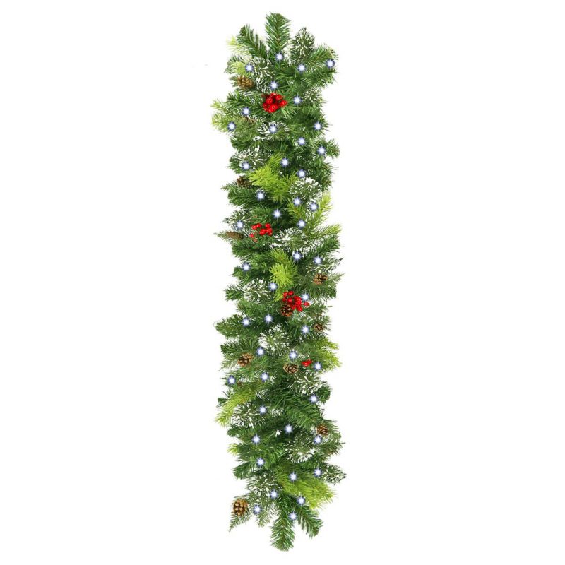 Girlanda świąteczna Springos 100 cm z lampkami 100 LED biały zimny łańcuch choinkowy, zielony 1 kpl.