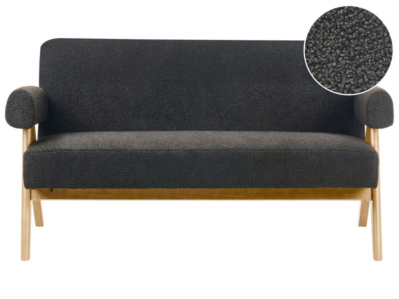 Sofa Tamre Boucle Czarny dla 2 osób 1 szt.