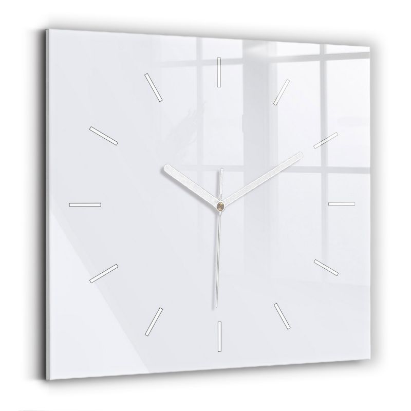 Zegar szklany białe wskazówki Wallfluent 30x30 cm Biały 1 szt.