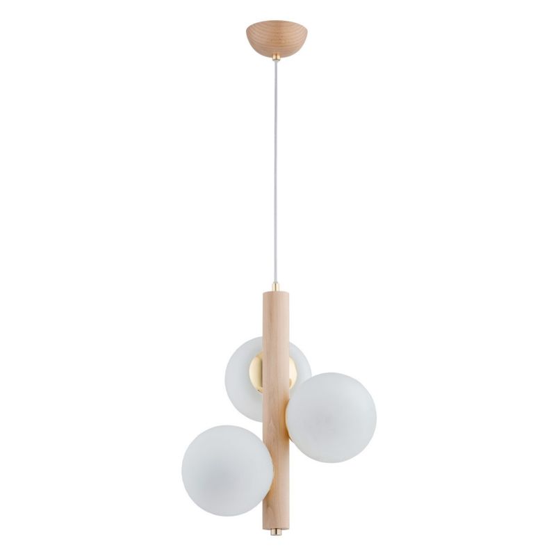 Lampa wisząca Alfa Kanet jasne drewno-biała-złota wym: 90 x 35 x 35 cm 3xE14 x 10W 1 szt.