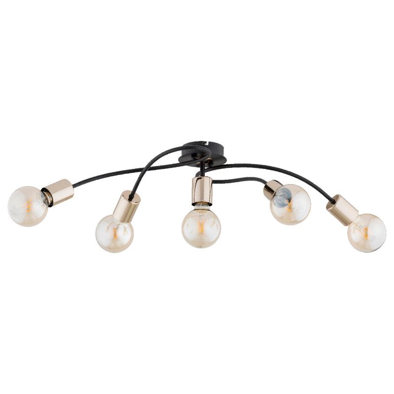 Lampa sufitowa Alfa Gerso czarno-złota wym: 17 x 27 x 74 cm 5xE27 x 15W 1 szt.