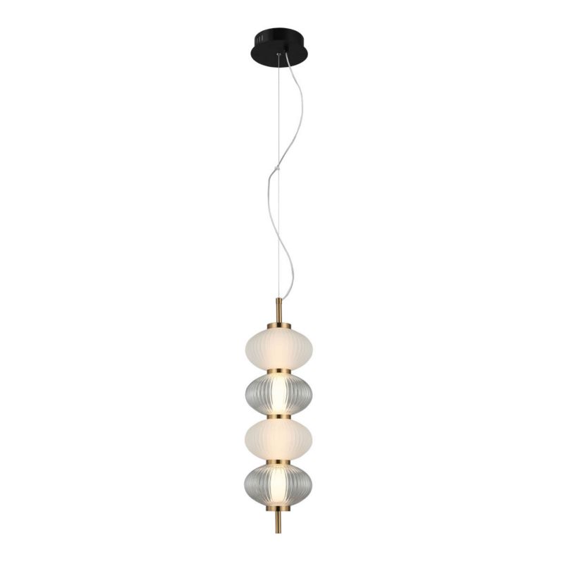 Lampa wisząca Italux Testa 0288 czarno-biała-przezroczysty-złota dekoracyjna wbudowany LED 16W 1 szt.