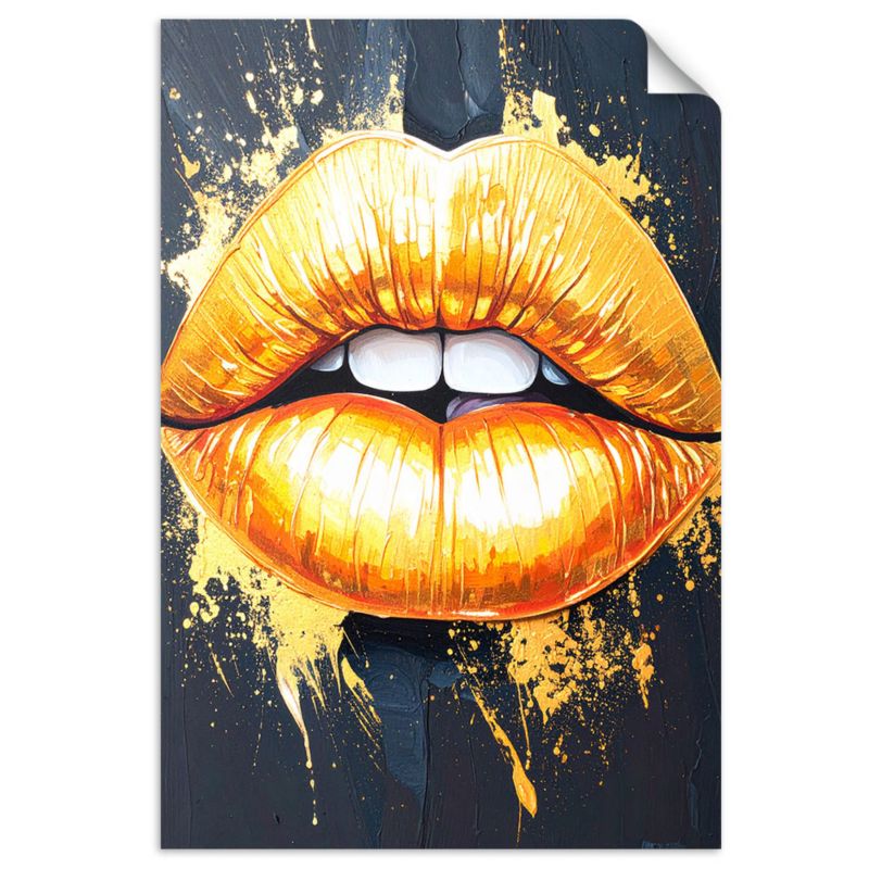 Naklejki samoprzylepne do salonu sypialni Feeby Złote Usta Kobiety Glamour 90x130cm 1szt
