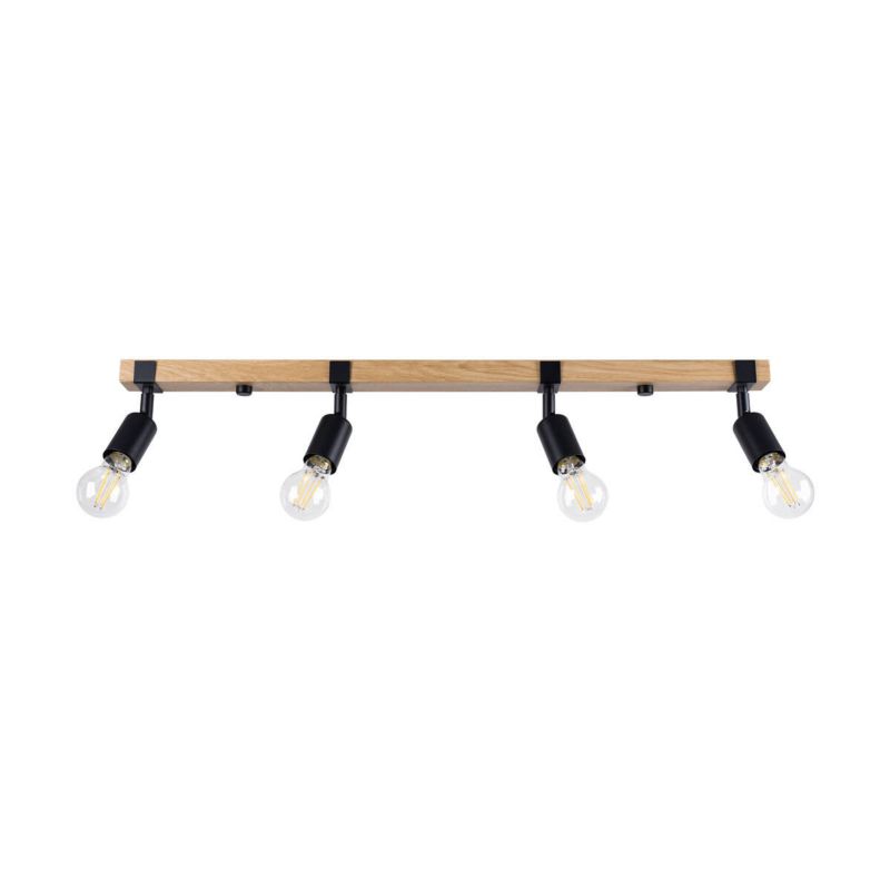 Lampa sufitowa wisząca Sollux Lighting Zuca 5163 czarna-drewno industrialna 4xE27 x 1 szt.