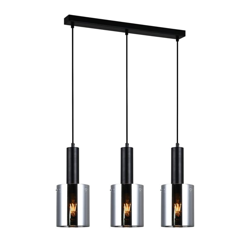 Lampa sufitowa wisząca Italux Sardo 1287 czarna-chromowana nowoczesna 3xE27 x 1 szt.
