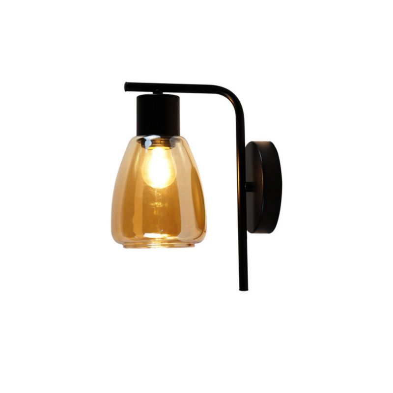 Kinkiet ścienny Candellux Moldo czarny klosz bursztynowy 1 x E27 x 40W wym: 23,5 x 17,4 x 12 cm metal - 1 szt.