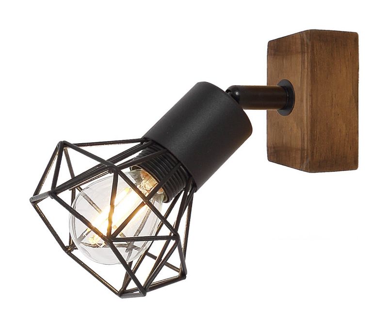 Kinkiet ścienny Rabalux Zeus dąb-czarny matowy styl nowoczesny 1 x E14 x 40W IP20 wym: 17 x 9,5 x 15 cm - 1 szt.