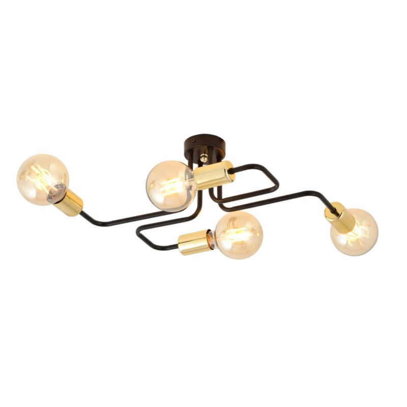 Lampa sufitowa Emibig Veken czarno-złota wym: 17 x 45 cm 4xE27 x 15W 1 szt.