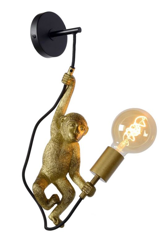 Kinkiet ścienny Lucide Extravaganza Chimp czarno-złoty-odcienie złota 1 x E27 x 40W IP20 wym: 48,5 x 17,6 x 14 cm - 1 szt.