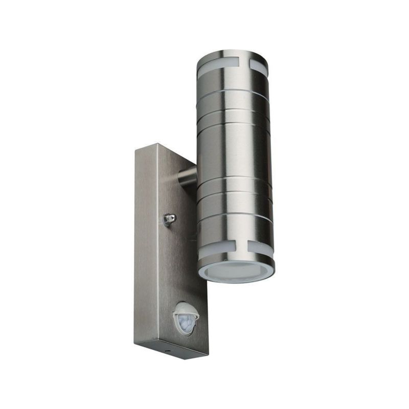 Kinkiet zewnętrzny z czujnikiem V-TAC Vt-7632S srebrny 2 x GU10 x IP44 wym: 21,5 x 6 x 11 cm - 1 szt.
