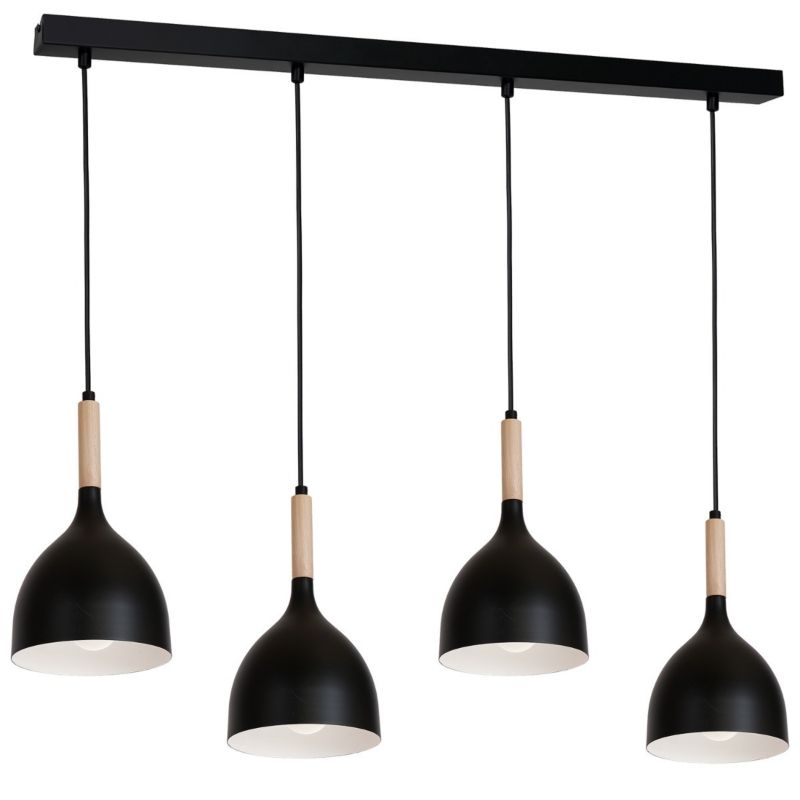 Lampa wisząca Luminex Noak Wood czarny matowa-jasne drewno wym: 110 x 102 x 17 cm 4xE27 x 15W 1 szt.