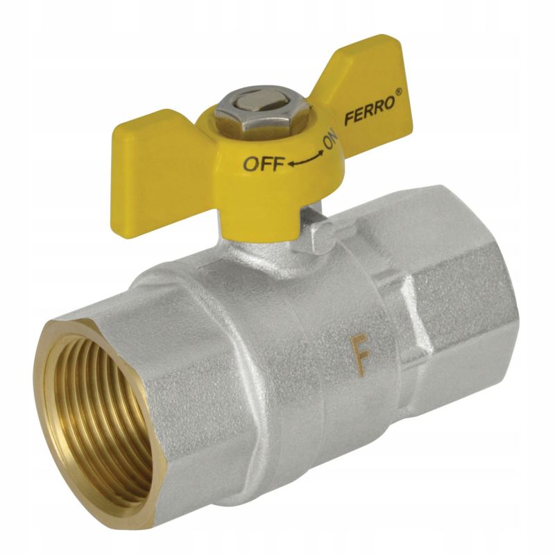 Zawór kulowy gazowy Ferro 12.7 mm GW-GW typ G18 z motylkiem 1 szt.