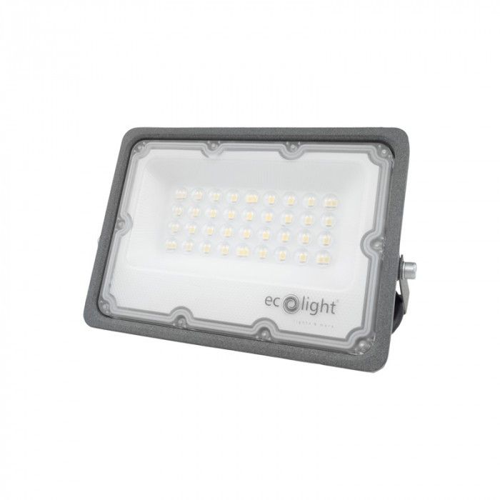 Naświetlacz LED Ecolight ciemnoszary LED 30W 4000K 3000lm IP65 wym: 13 x 17,9 x 3,6 cm aluminium - 1 szt.