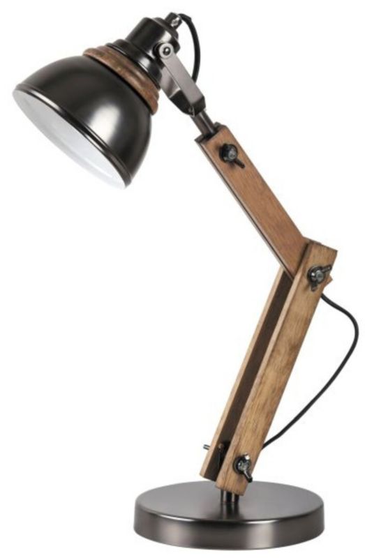 Lampka biurkowa Rabalux Aksel antracytowa drewniana 1 x E14 x 15W IP20 wym: 47.5 x 16 x 28 cm drewno - 1 szt.
