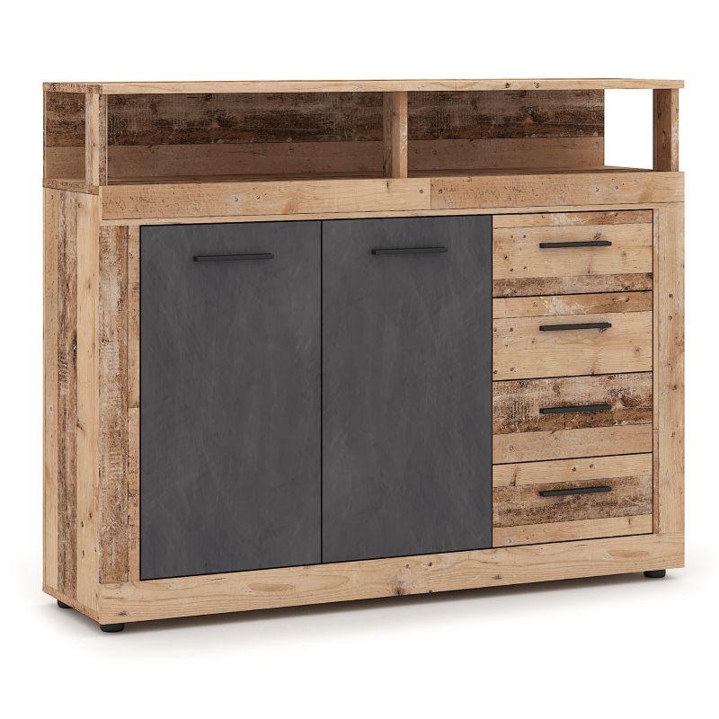 Komoda Blago Midi Mebel Elite do Salonu Dąb Surowy/Grafit 1 szt