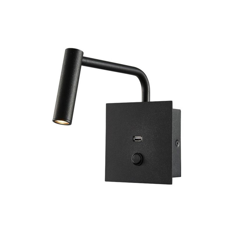 Kinkiet ścienny V-TAC 2943 czarny hotelowy z włącznikiem LED 3W 3000K 150lm IP20 wym: 12 x 15 cm - 1 szt.