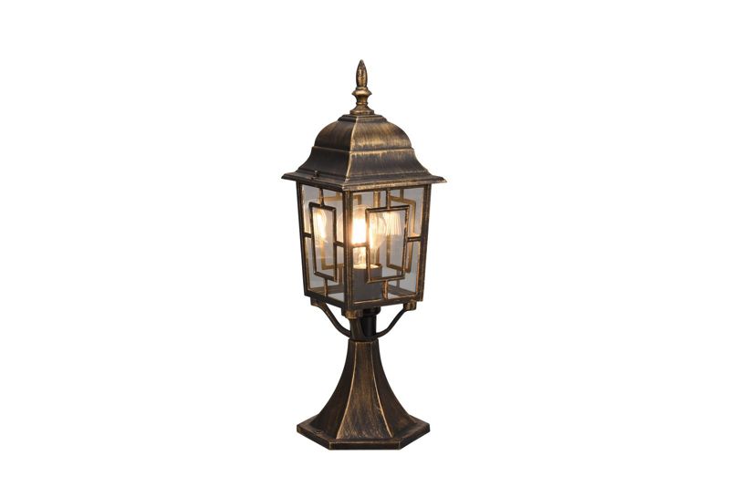 Lampa ogrodowa stojąca Trio Volturno stary mosiądz z patyną 1 x E27 x 60W IP23 wym: 47,5 x 15 x 17 cm - 1 szt.