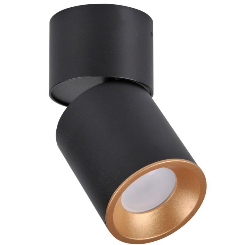 Reflektor sufitowy Polux Nixa czarny ze złotym środkiem 1 x GU10 x 10W IP20 wym: 17 x 8,2 cm - 1 szt.