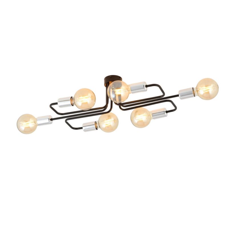 Lampa sufitowa Emibig Veken czarna-chromowana wym: 17 x 73 cm 6xE27 x 15W 1 szt.