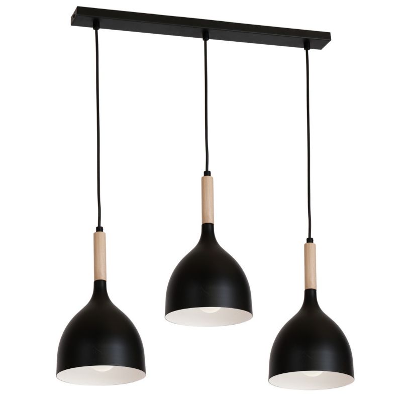 Lampa wisząca Luminex Noak Wood czarny matowa-jasne drewno wym: 110 x 72 x 17 cm 3xE27 x 15W 1 szt.