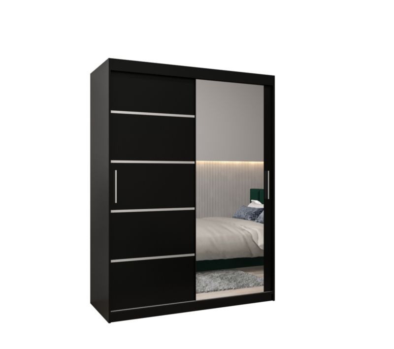 Szafa przesuwna Garderoba Abiks Verona 2 150 czarny + czarny 1 szt.