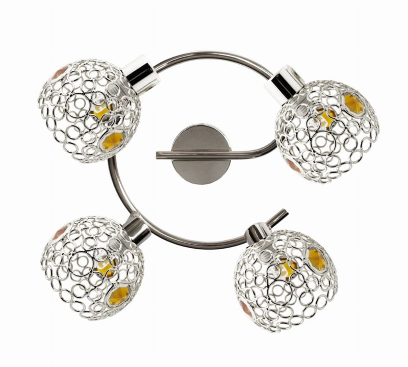Lampa sufitowa wisząca Candellux Aron chromowana żółta wym: 17 x 44 x 44 cm 4xG9 x 40W 1 szt.