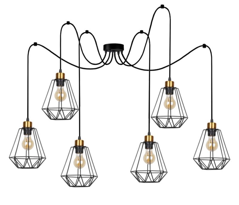 Lampa sufitowa wisząca Candellux Primo czarno-złota wym: 200 x 19 x 19 cm 6xE27 x 60W 1 szt.