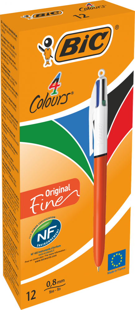12x Długopis automatyczny Bic, 4 Colours Original Fine, 4 wkłady, 0.8mm, mix kolorów