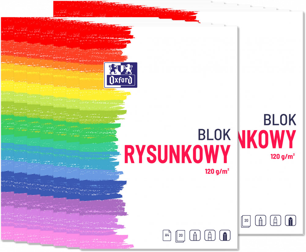 15x Blok rysunkowy Oxford, A4, 20 kartek, biały