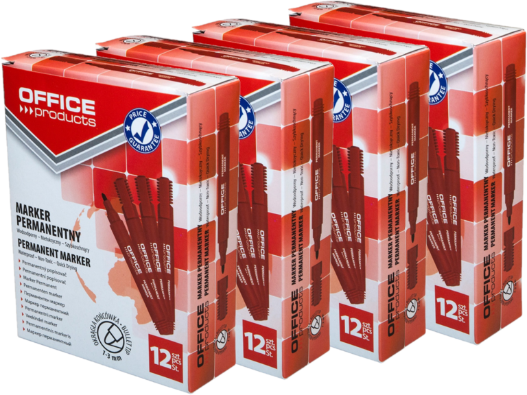 50x marker permanentny Office Products, okrągła, 1-3mm, czerwony