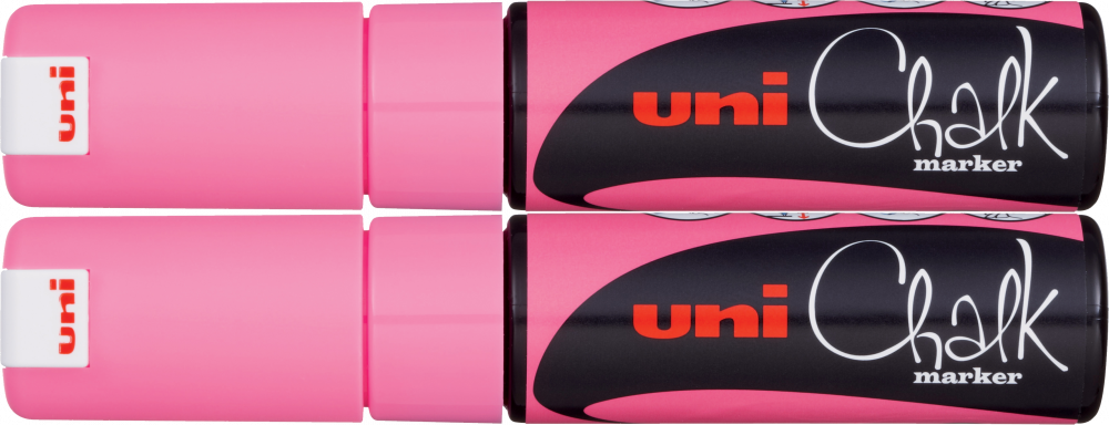 2x Marker kredowy Uni PWE-8K, ścięta, różowy