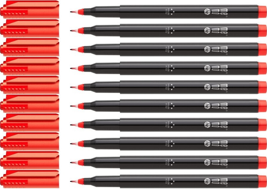 10x Marker permanentny MemoBe OHP MM251 F, okrągła, 0.5mm, czerwony