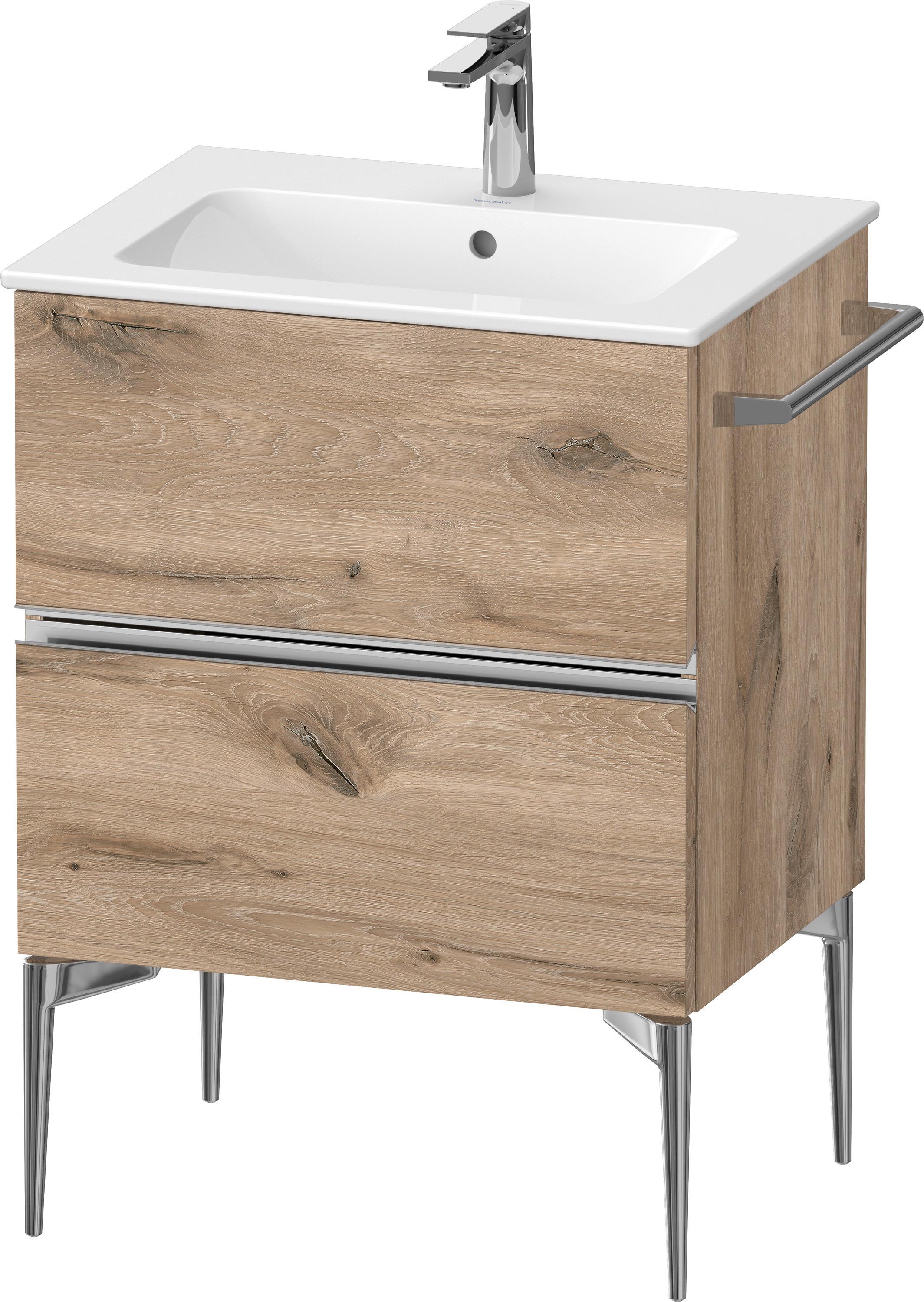 Duravit Sivida szafka 61x47,7x59,1 cm podumywalkowa wisząca dąb-chrom SV4643010550000
