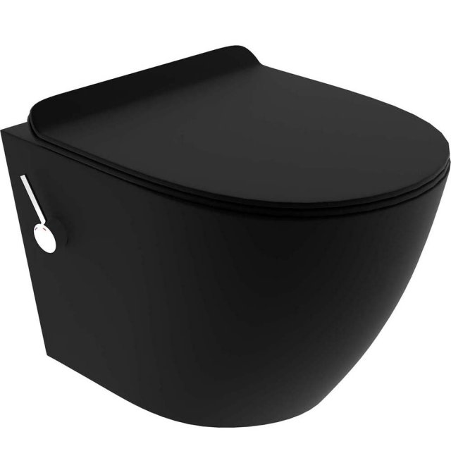 LAVITA Miska WC podwieszana SALTO BLACK bezkołnierzowa z funkcją bide