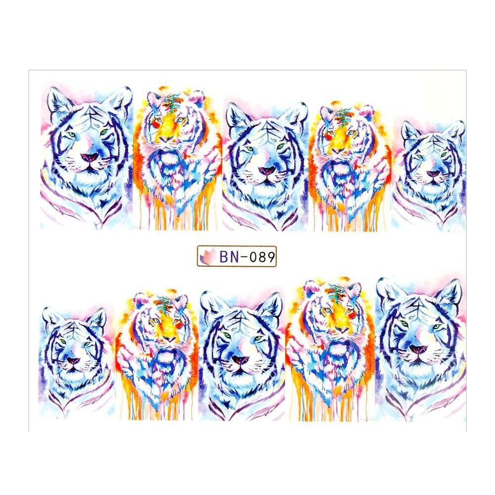 Naklejki wodne do paznokci arkusz 6,5 x 5,5 cm na 10 palców bn Nr 089
