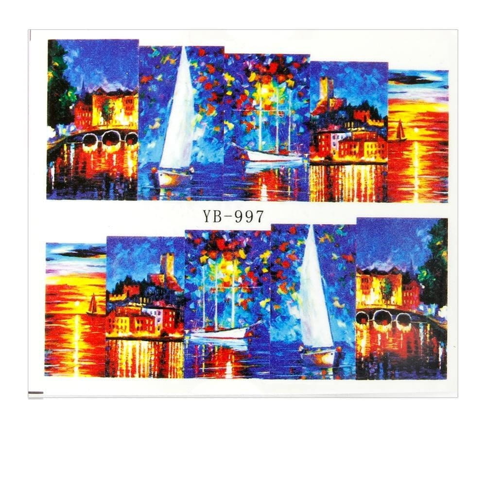 Naklejki wodne do paznokci arkusz 6,5 x 5,5 cm na 10 palców yb Nr 997