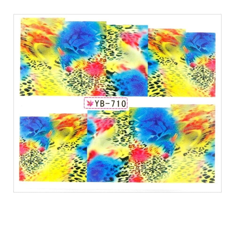 Naklejki wodne do paznokci arkusz 6,5 x 5,5 cm na 10 palców yb Nr 710