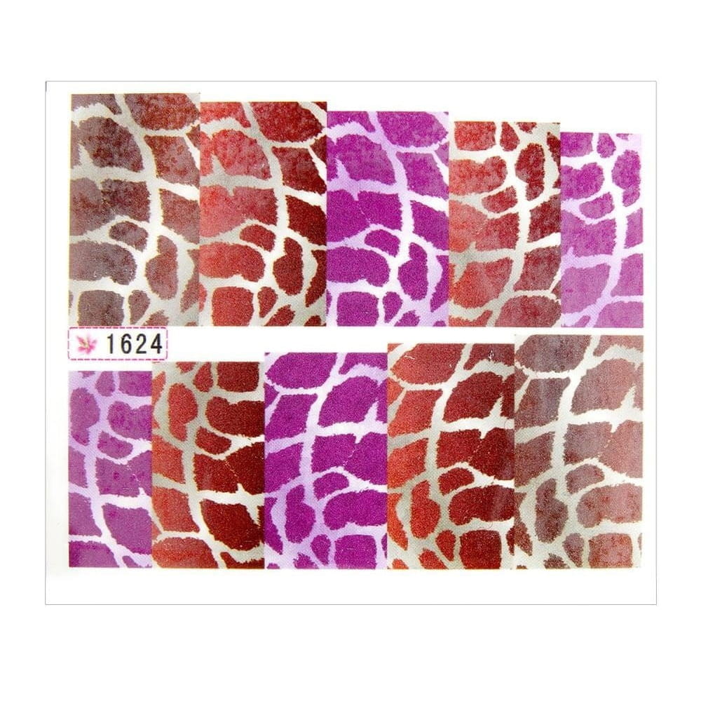 Naklejki wodne do paznokci arkusz 6,5 x 5,5 cm na 10 palców yb Nr 1624