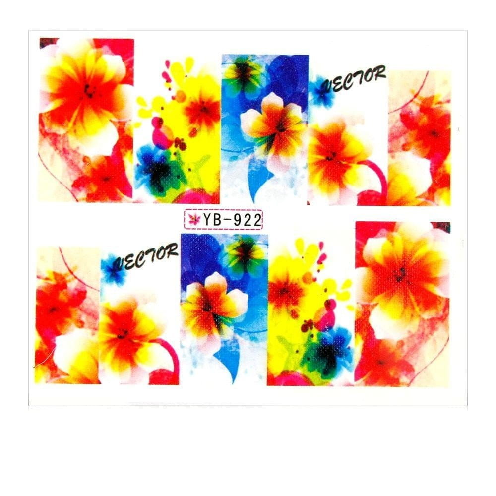 Naklejki wodne do paznokci arkusz 6,5 x 5,5 cm na 10 palców yb Nr 922