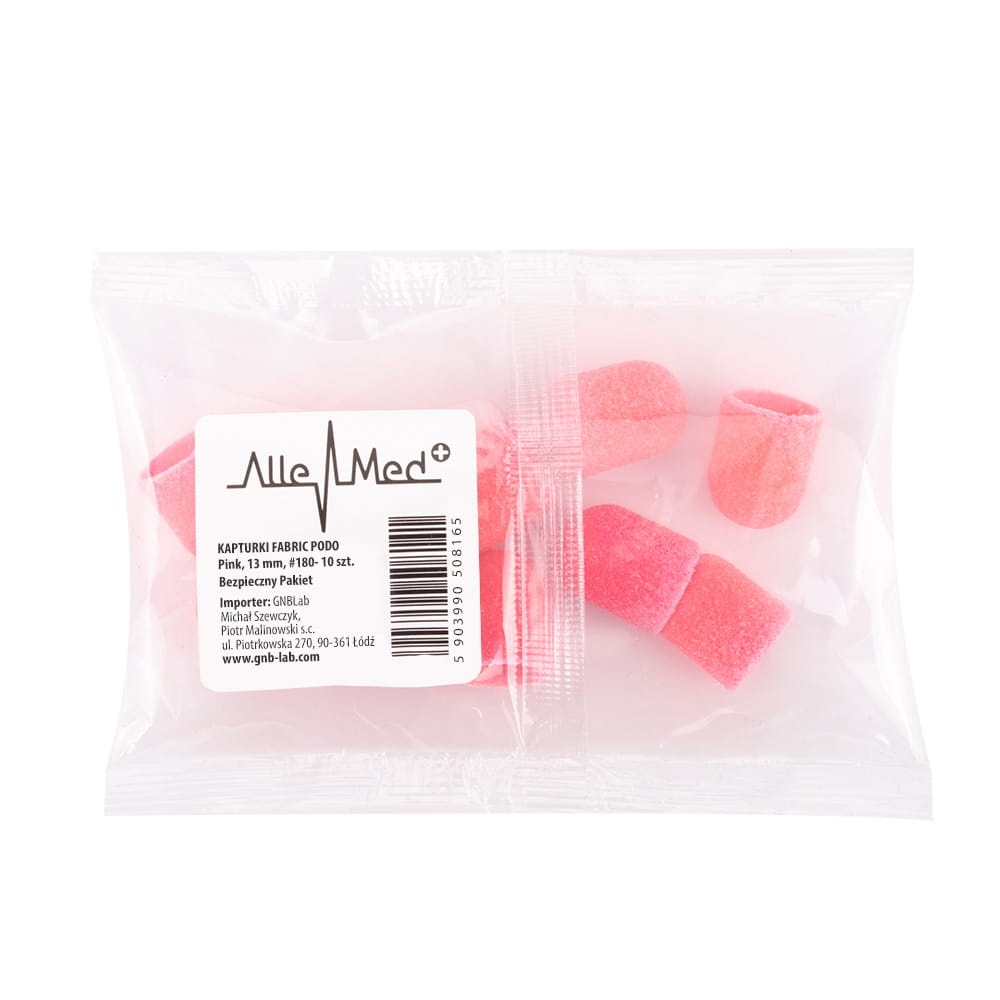 Kapturki do pedicure 13 mm gradacja 180 10 szt Fabric Podo AlleMed Różowy Pink
